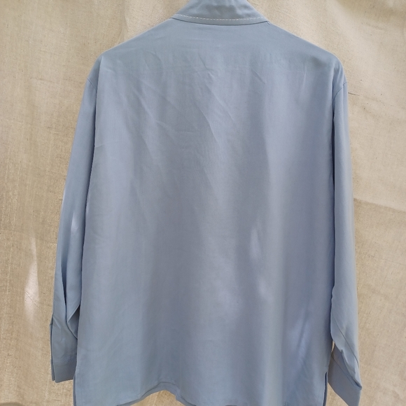 Vintage NWT Carroll Reed Light Blue Silk Button Up Shirt Women's Size L (14-16) - Picture 5 of 9